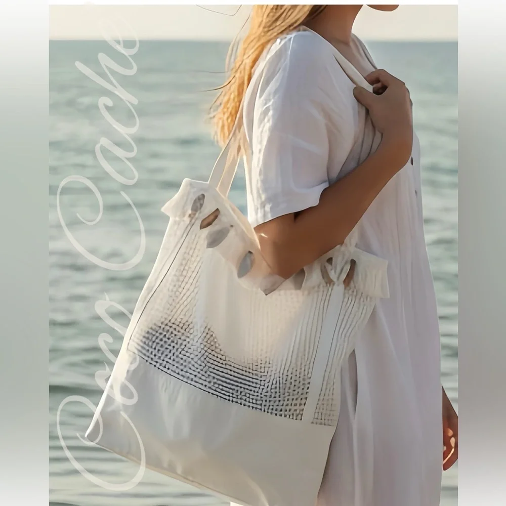 Aruba Bohemian Embellished Fringe Seashell Double Handle Shoulder Tote Bag